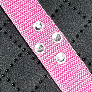 Hundegeschirr Kunstleder Schwarz/Rosa mit Namen bestickt