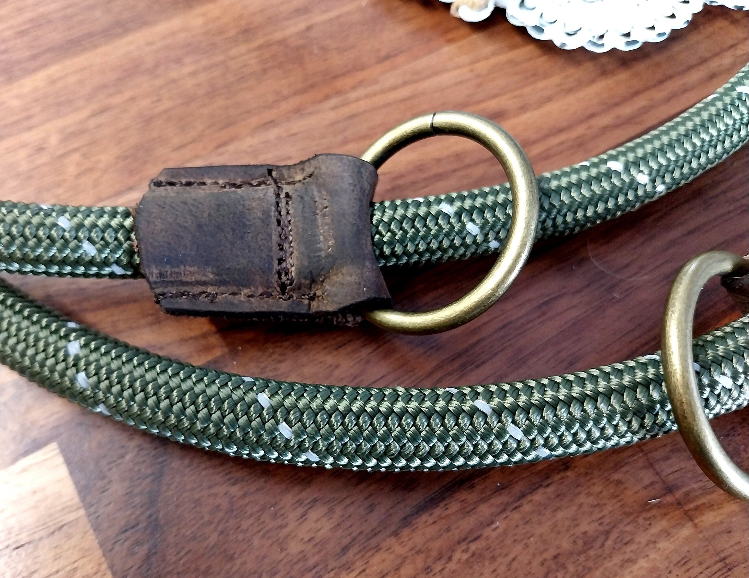 Tauleine personalisiert, mit Echtleder, Altmessing, Hundeleine
