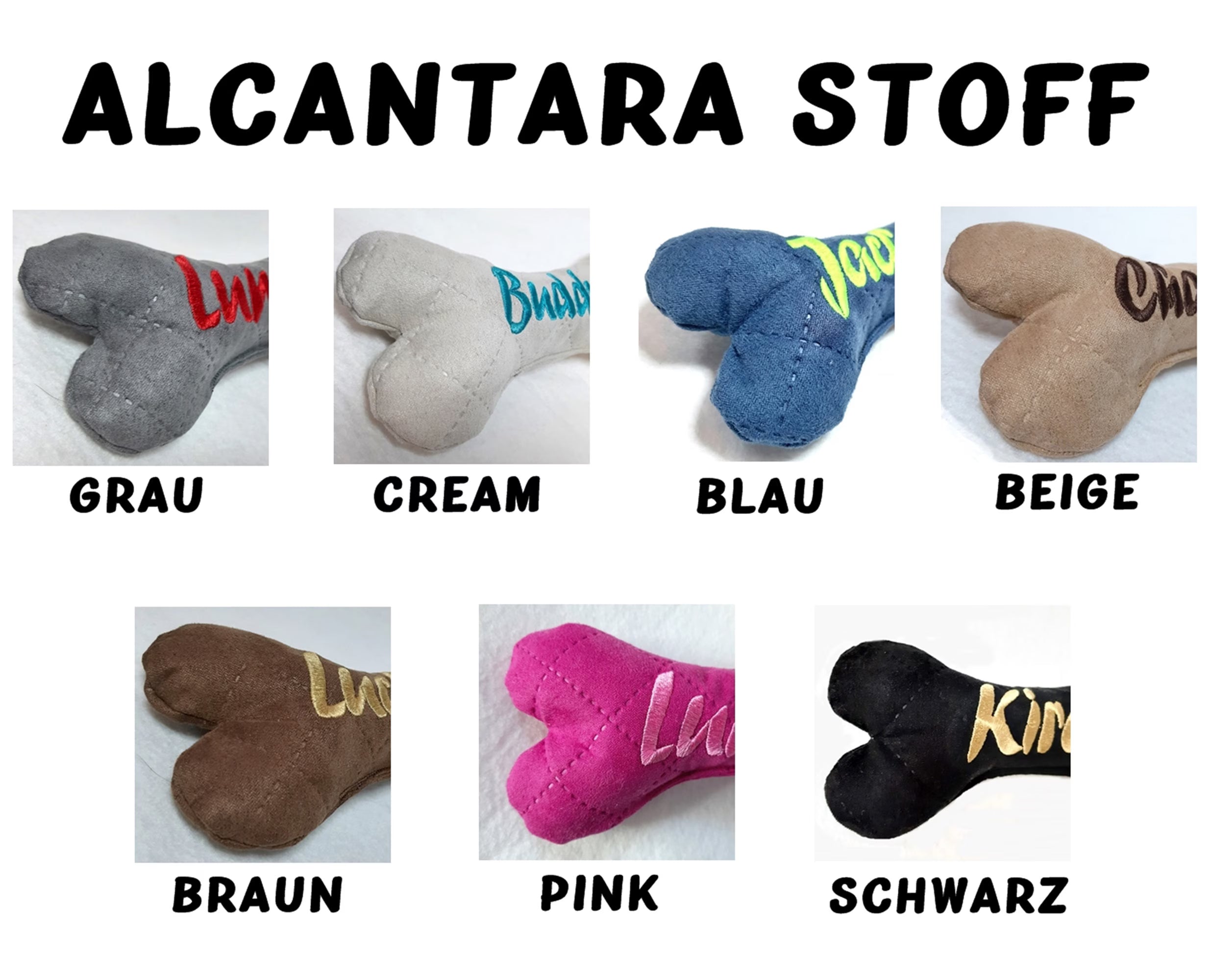 Hundespielzeug Knochen personalisiert, bestickt