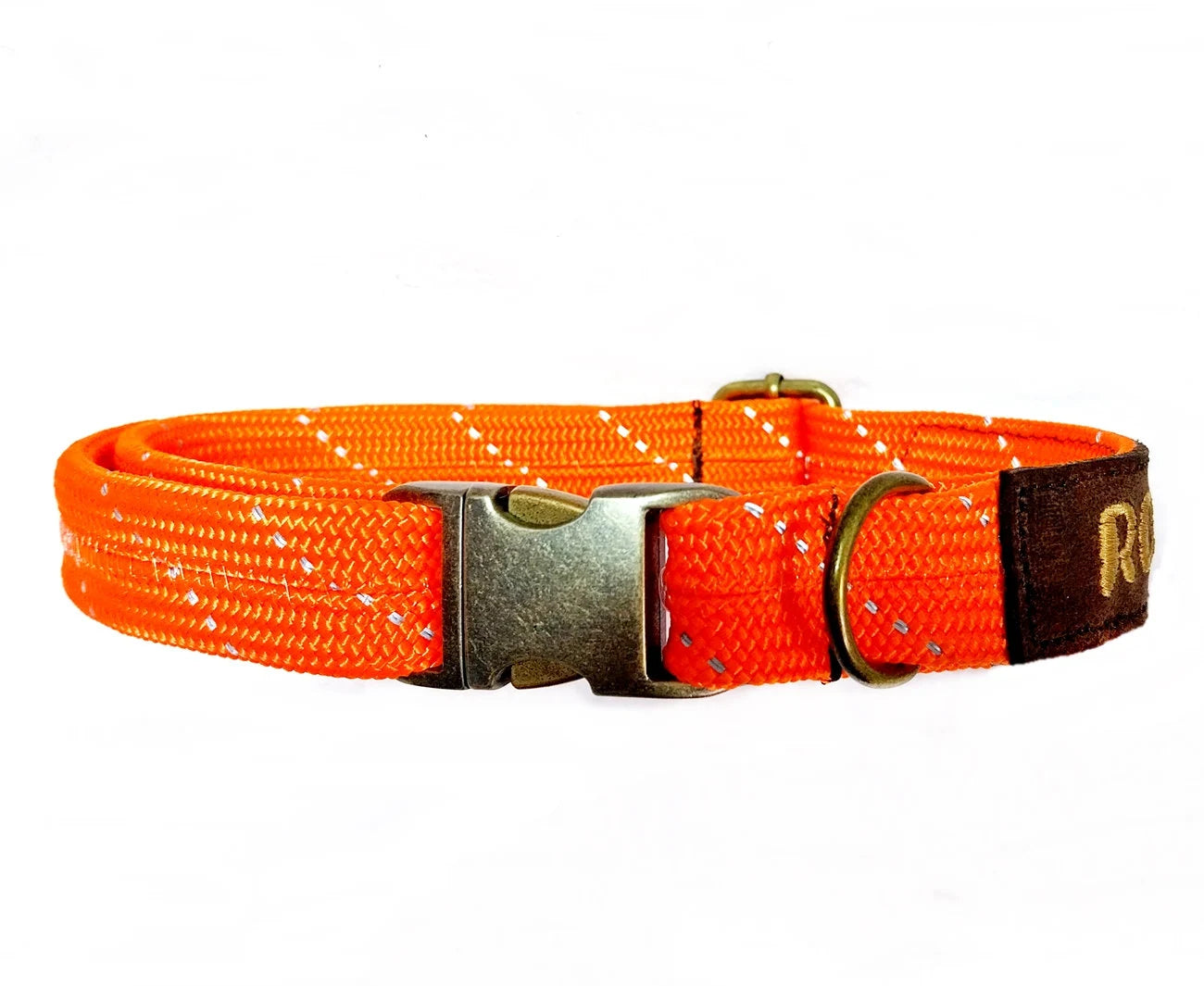 Tau Hundehalsband personalisiert, mit Echtleder, Altmessing