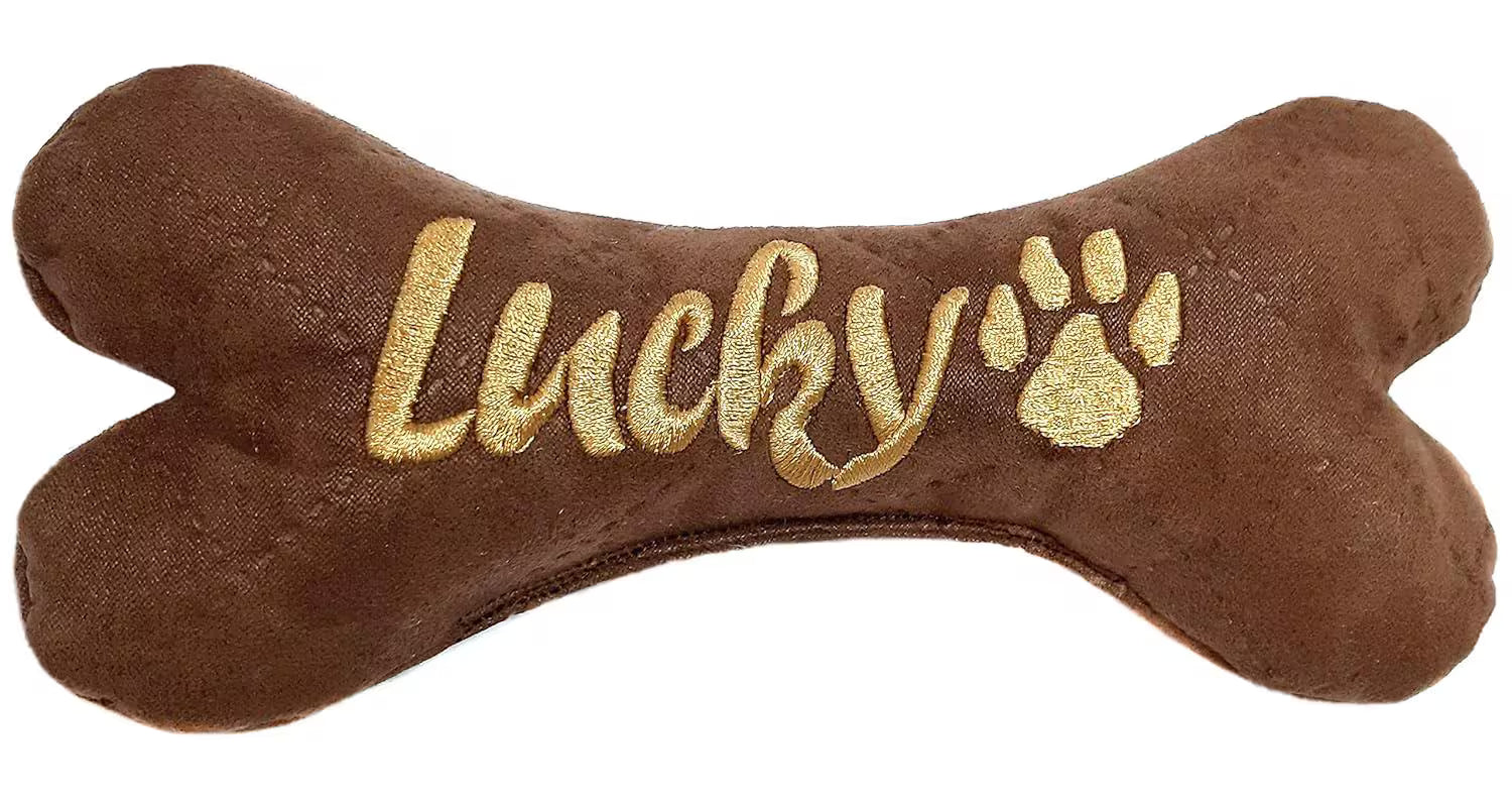Hundespielzeug Knochen personalisiert, bestickt