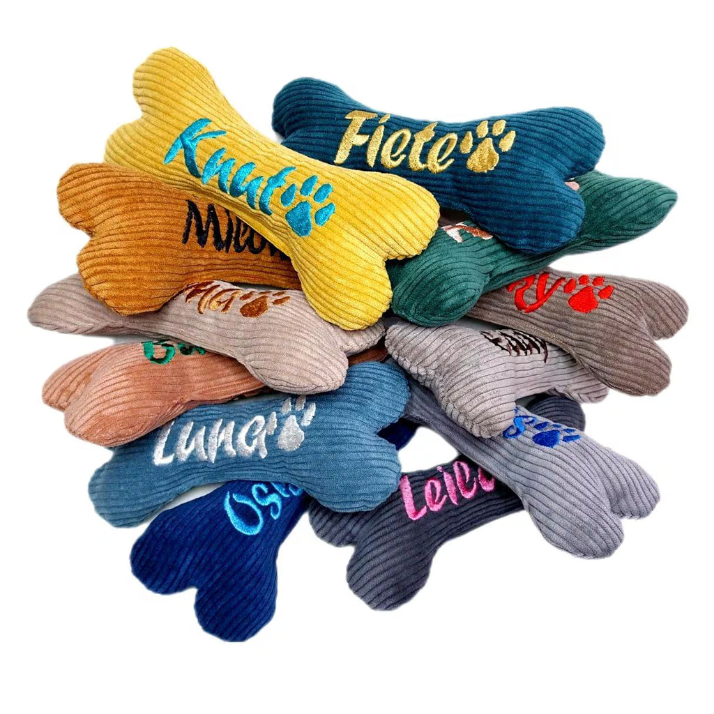 Hundespielzeug Knochen personalisiert, bestickt
